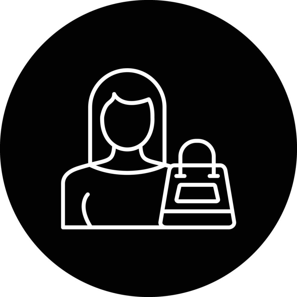 mujer compras vector icono