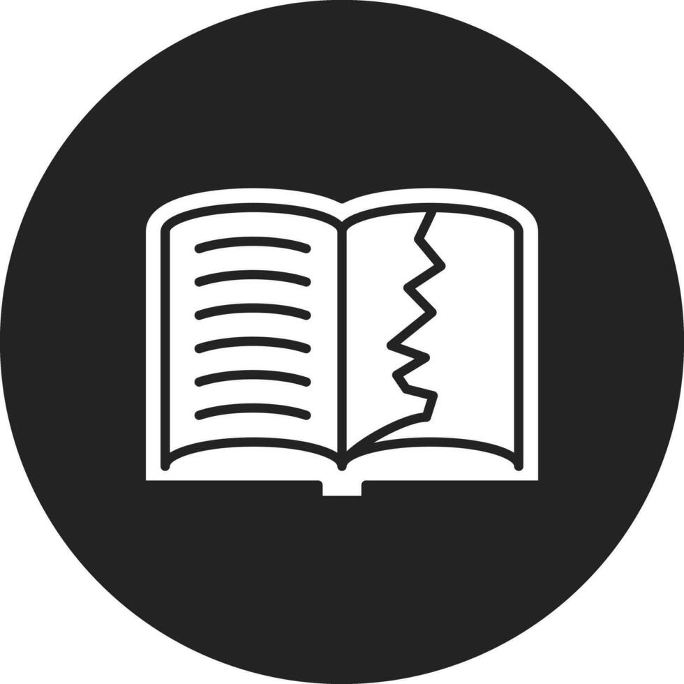 icono de vector de libro rasgado