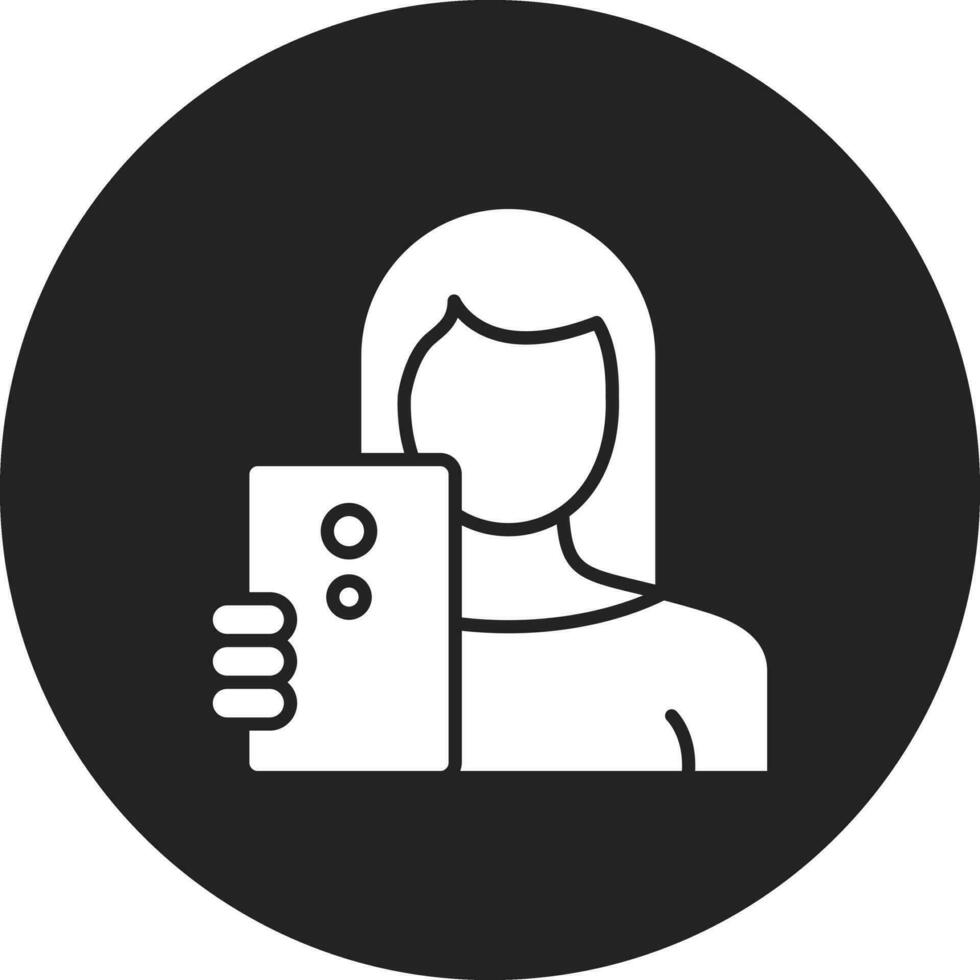 mujer tomando selfie vector icono