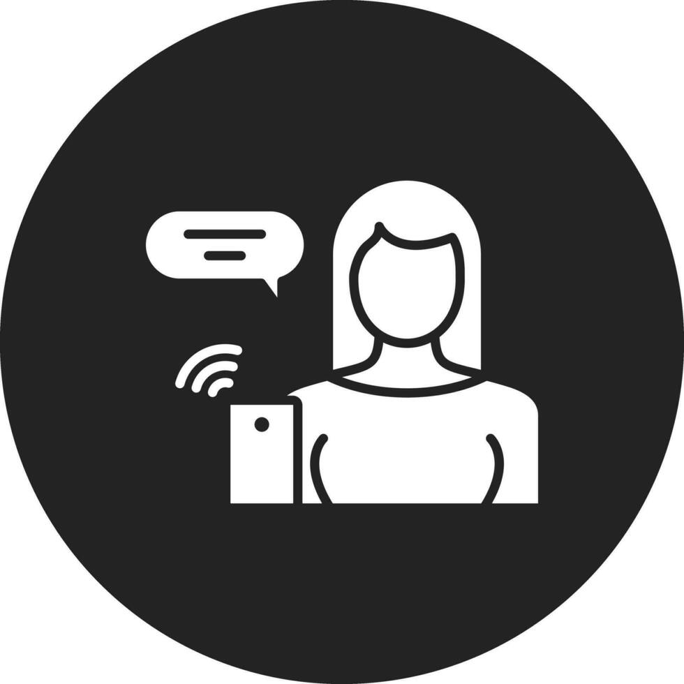 mujer hablando en llamada vector icono