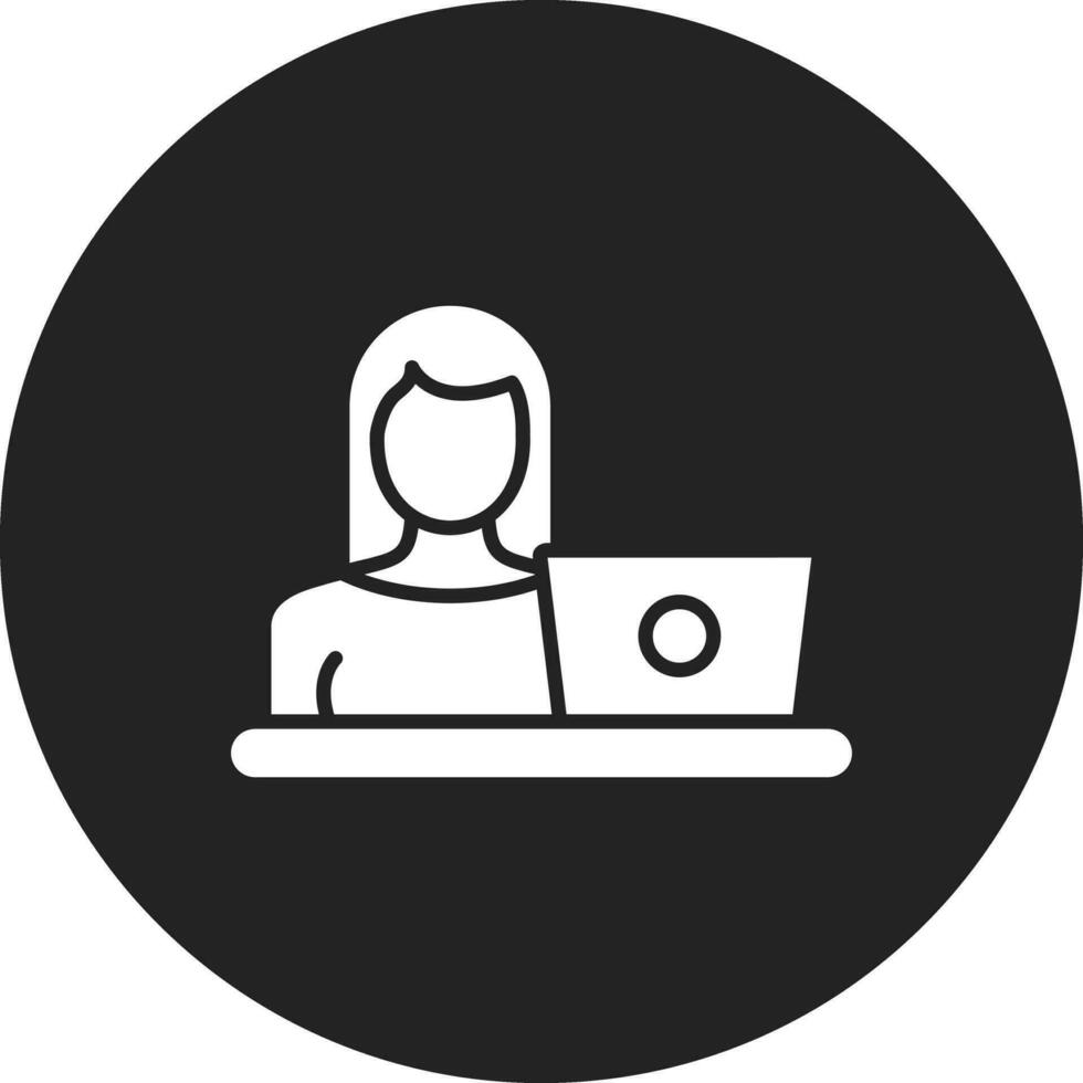 Woman Using Laptop Vector Icon