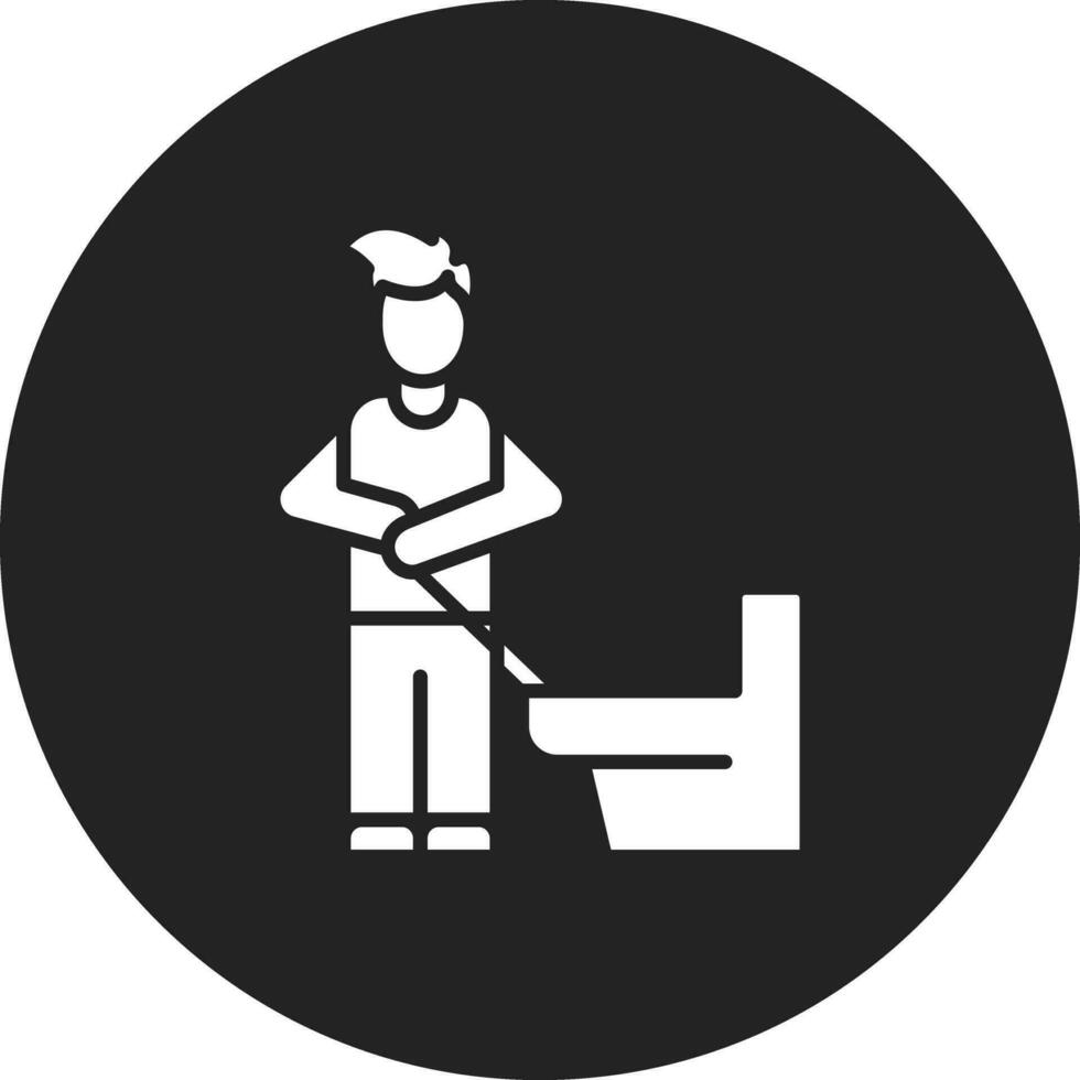 Man Cleaning Bathroom Vector Icon