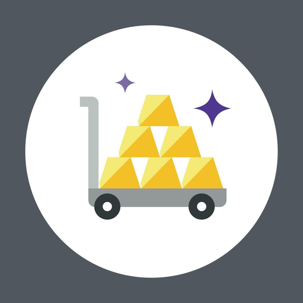 Illustration of a cart with gold bars vector