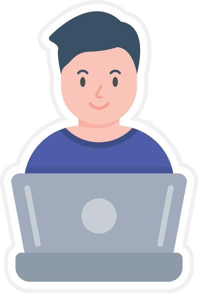 Student Studying on Laptop Vector Icon