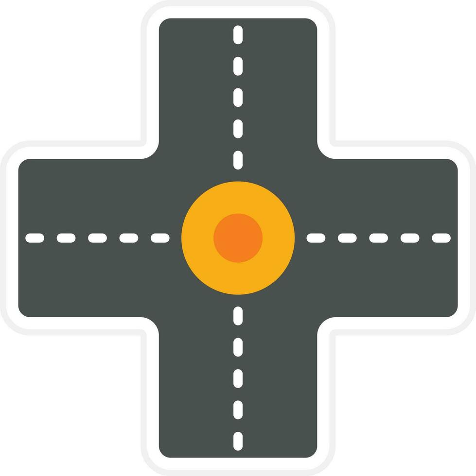 Four Way Intersection Vector Icon