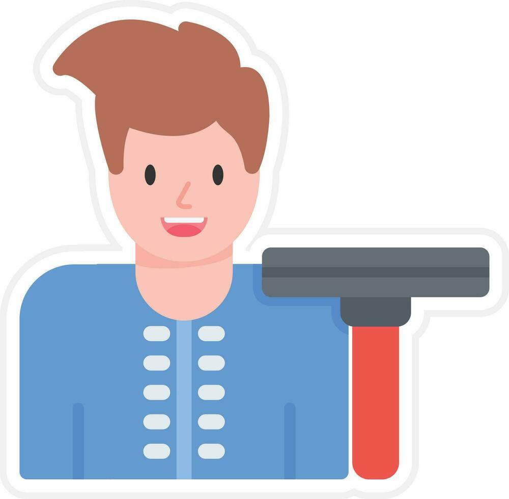 Man Cleaning Window Vector Icon