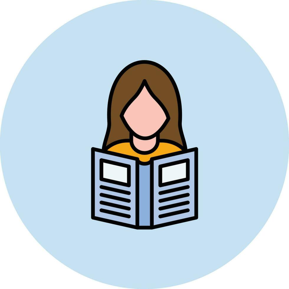 mujer leyendo libro vector icono