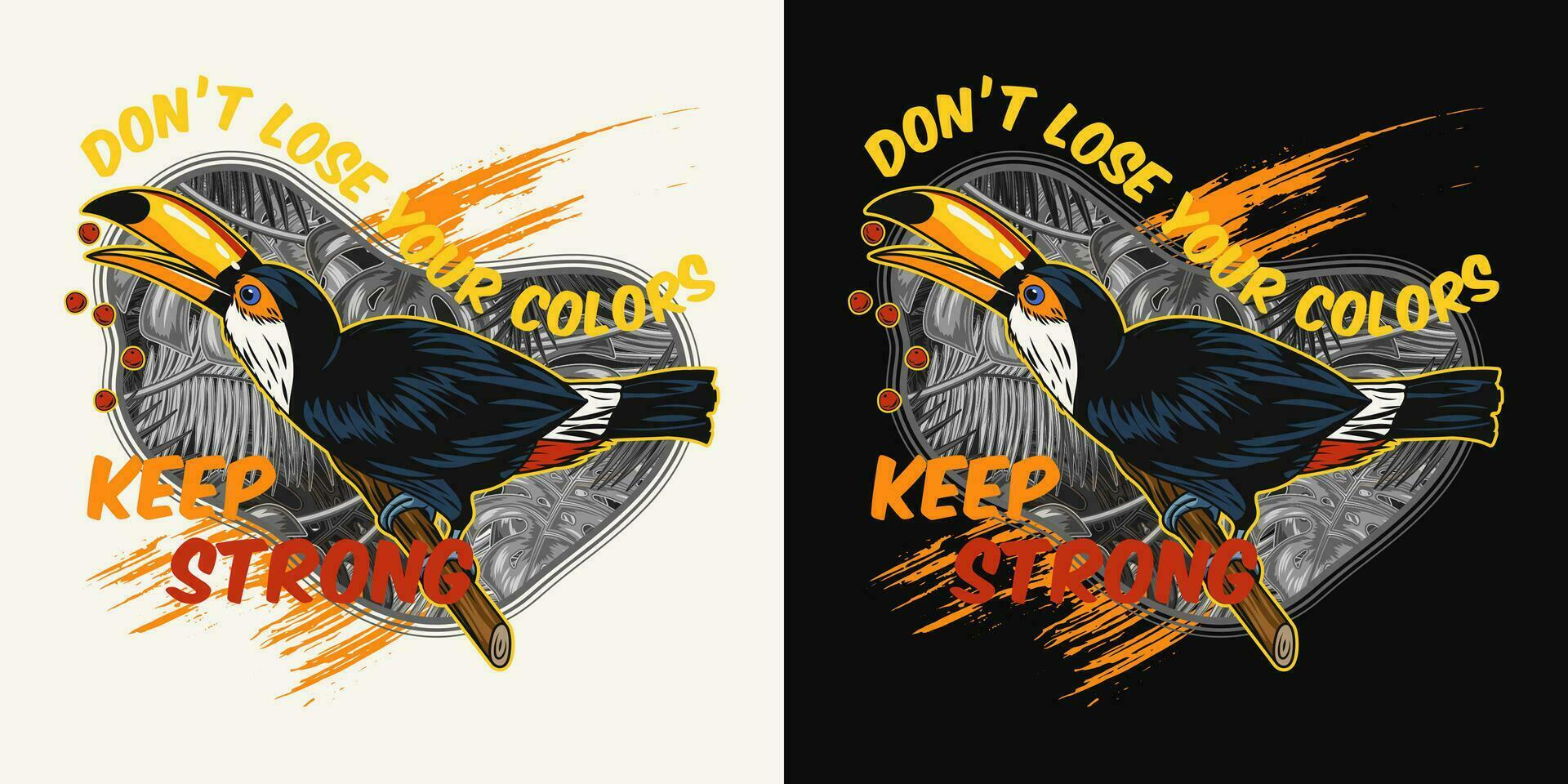 Inspirational label with toucan bird vector