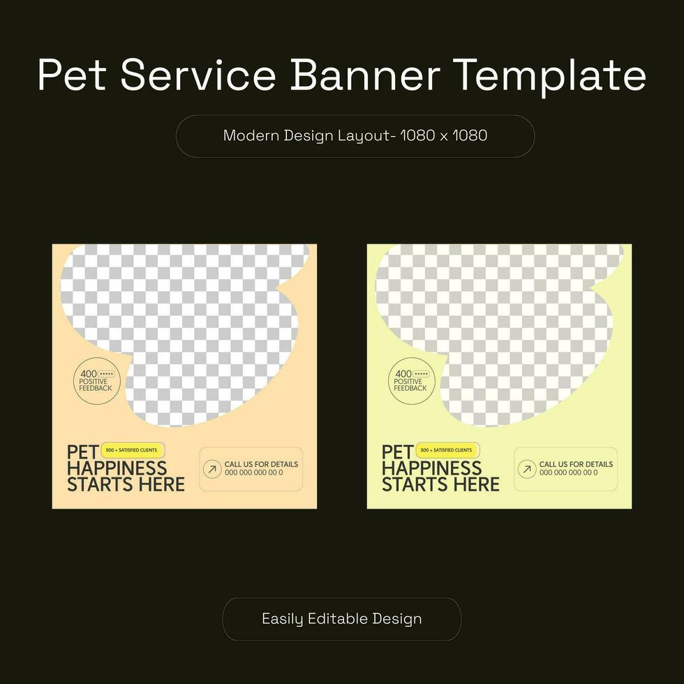 Modern Pet adoption care service promotion social media promotion Instagram banner post design template vector