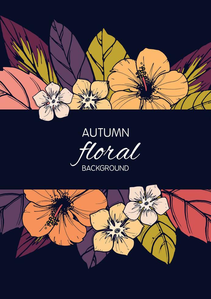 autumn floral card and banner design vector