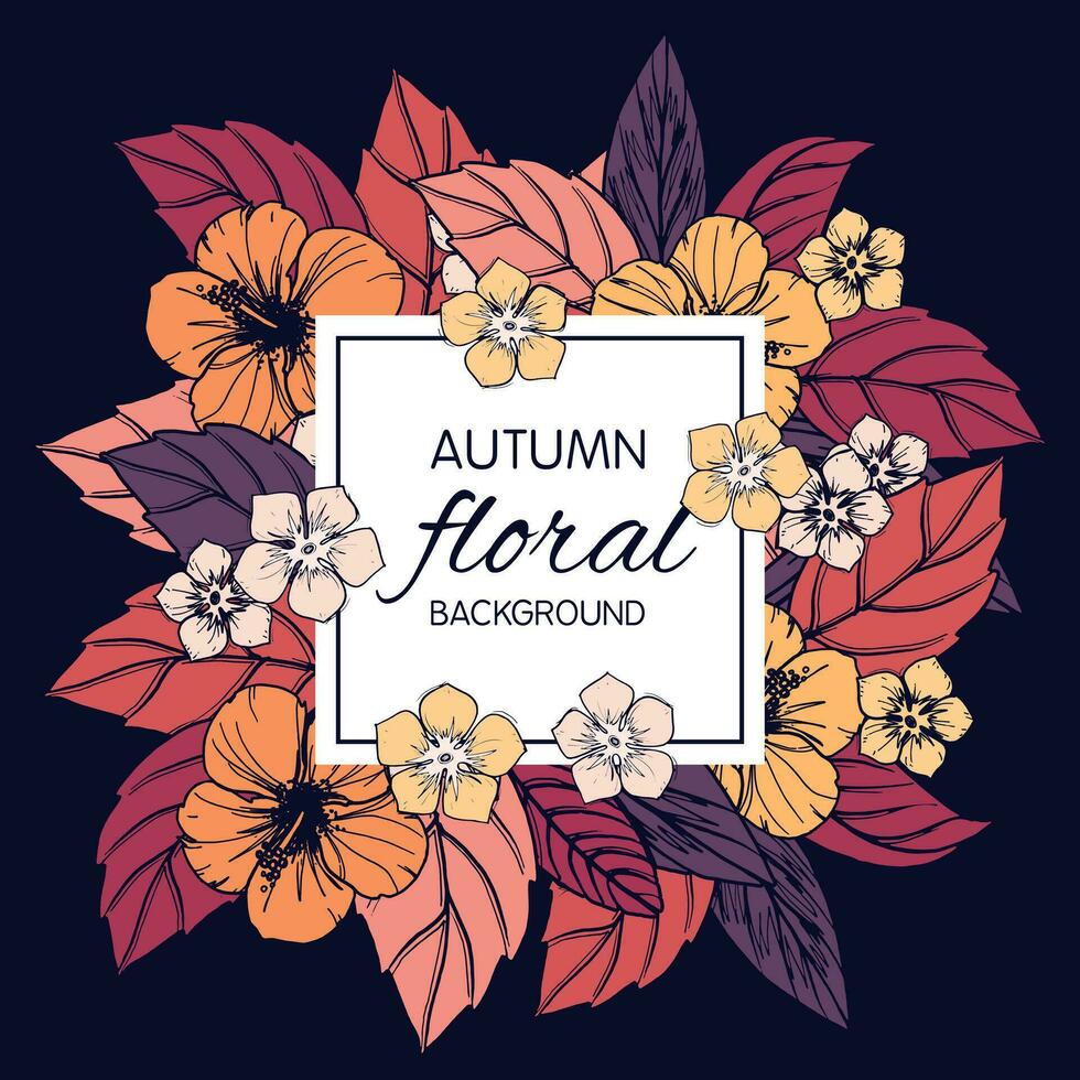 autumn floral card and banner design vector