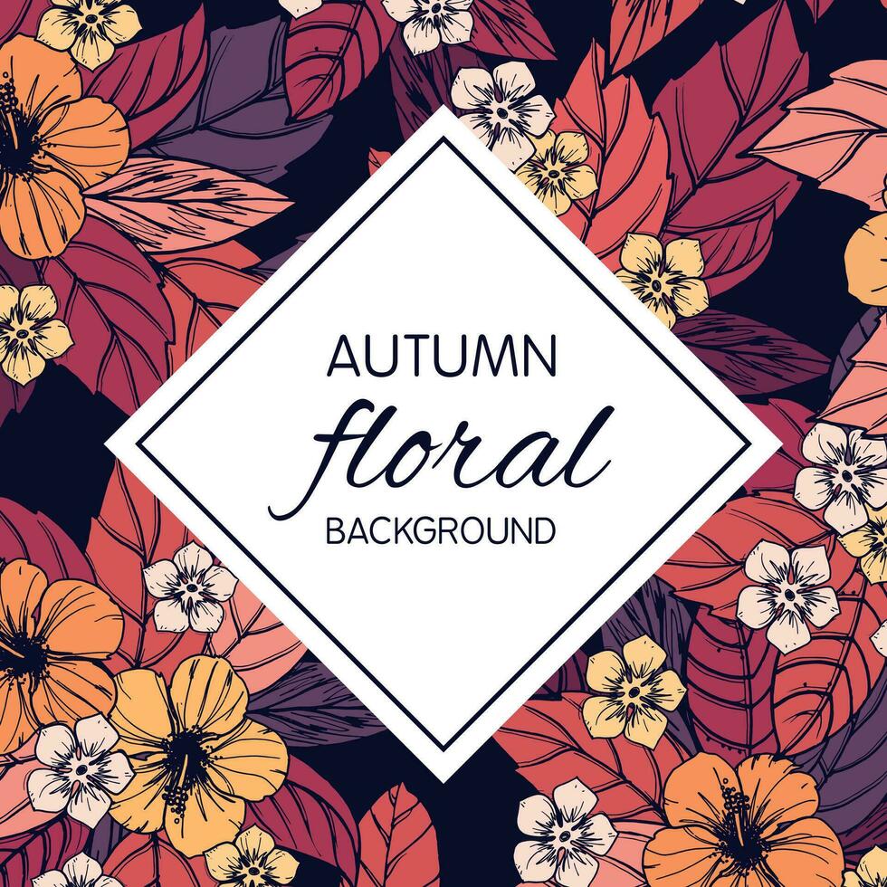 autumn floral card and banner design vector