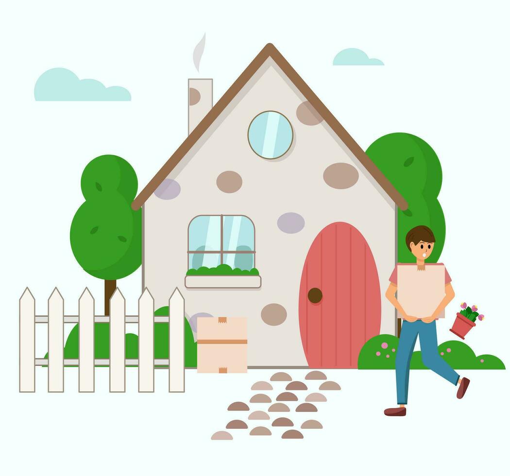 moving to a new house, vector illustration