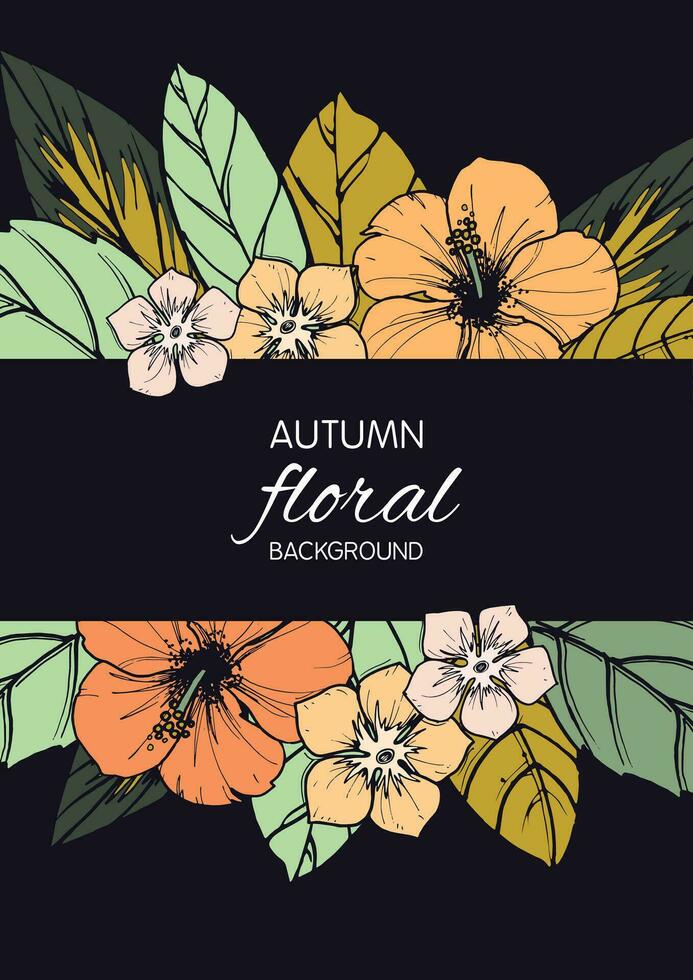 otoño floral tarjeta, bandera o póster diseño vector