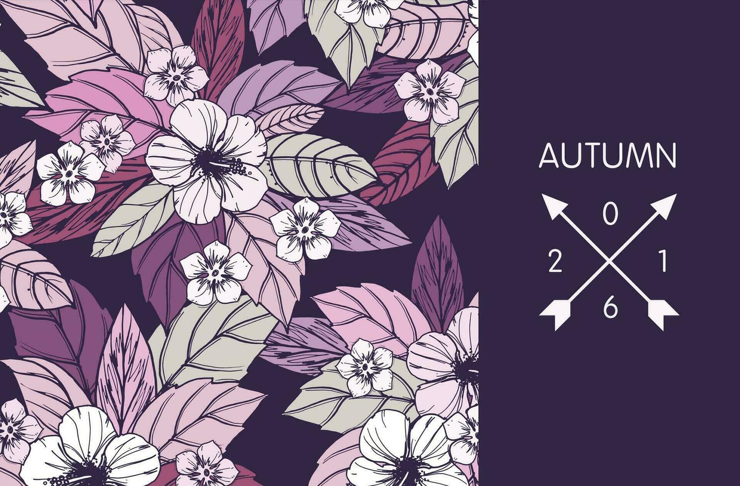 Autumn floral card, banner  or poster design vector