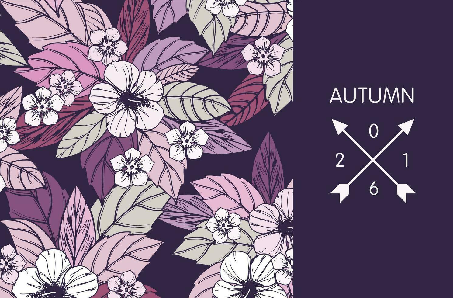 otoño floral tarjeta, bandera o póster diseño vector