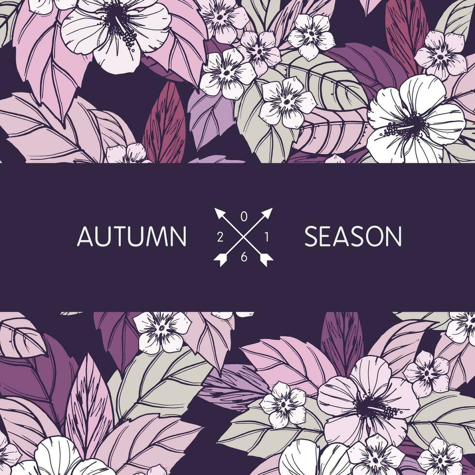 otoño floral tarjeta, bandera o póster diseño vector