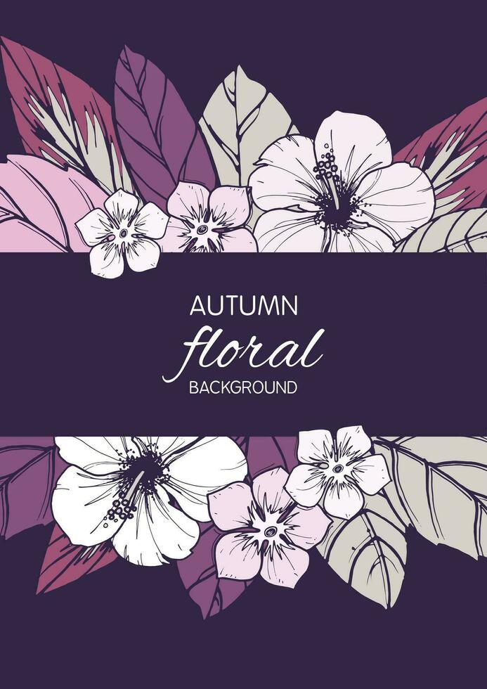 Autumn floral card, banner  or poster design vector