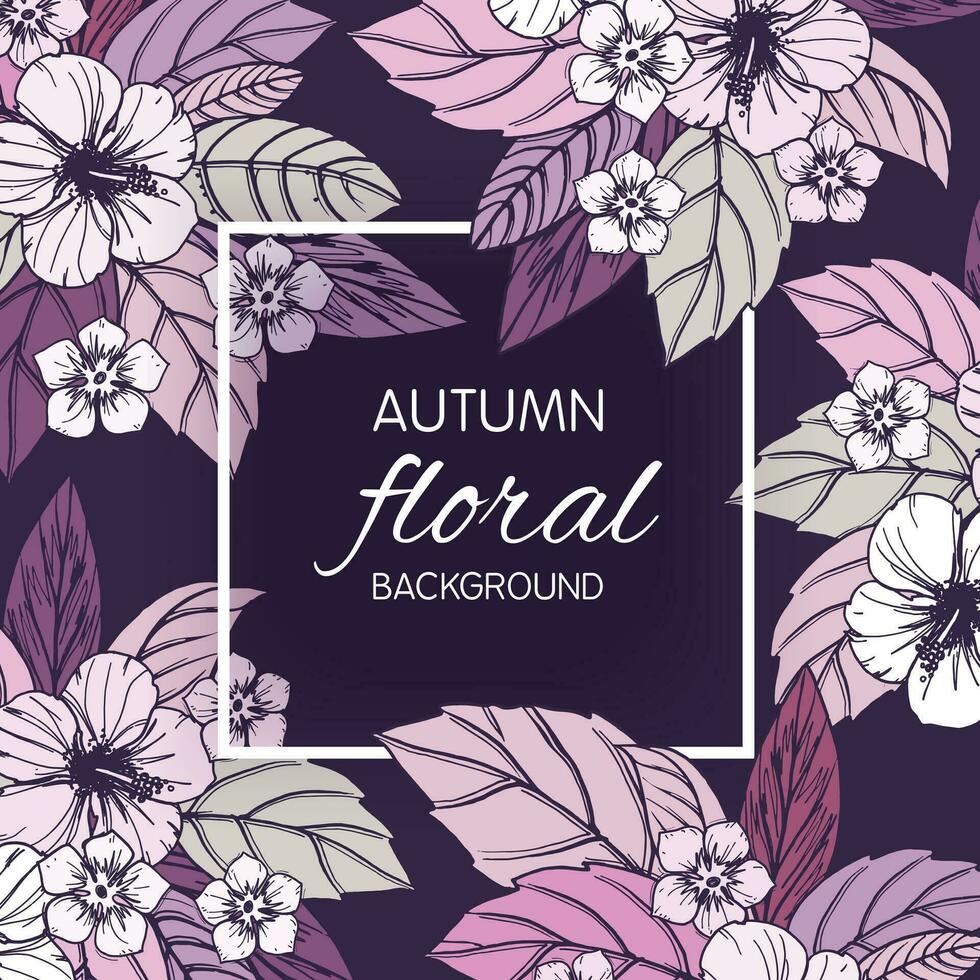 otoño floral tarjeta, bandera o póster diseño vector