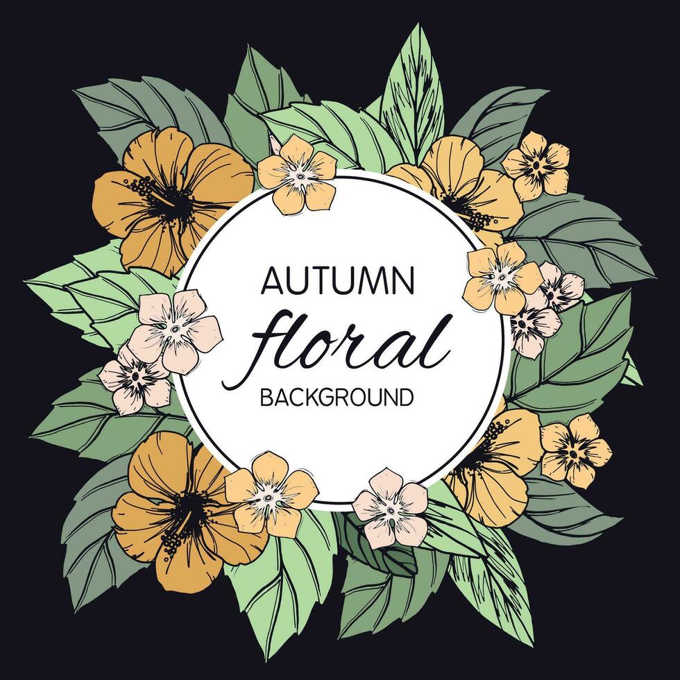 otoño floral tarjeta, bandera o póster diseño vector