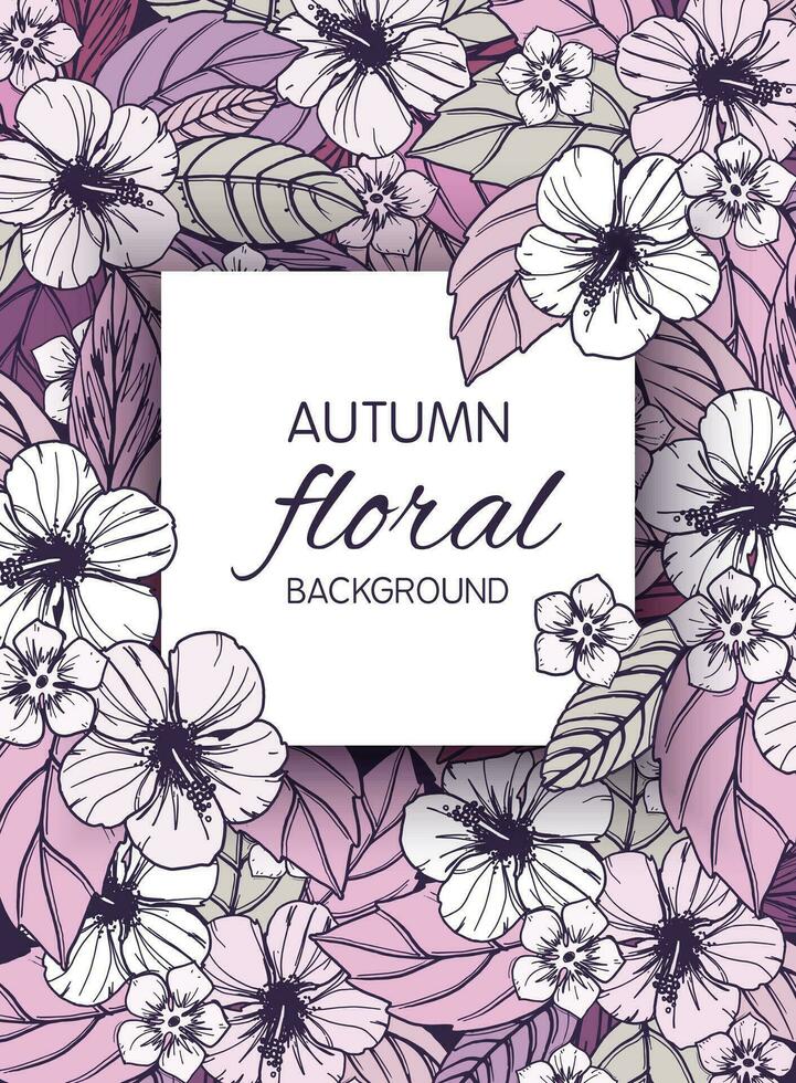 otoño floral tarjeta, bandera o póster diseño vector