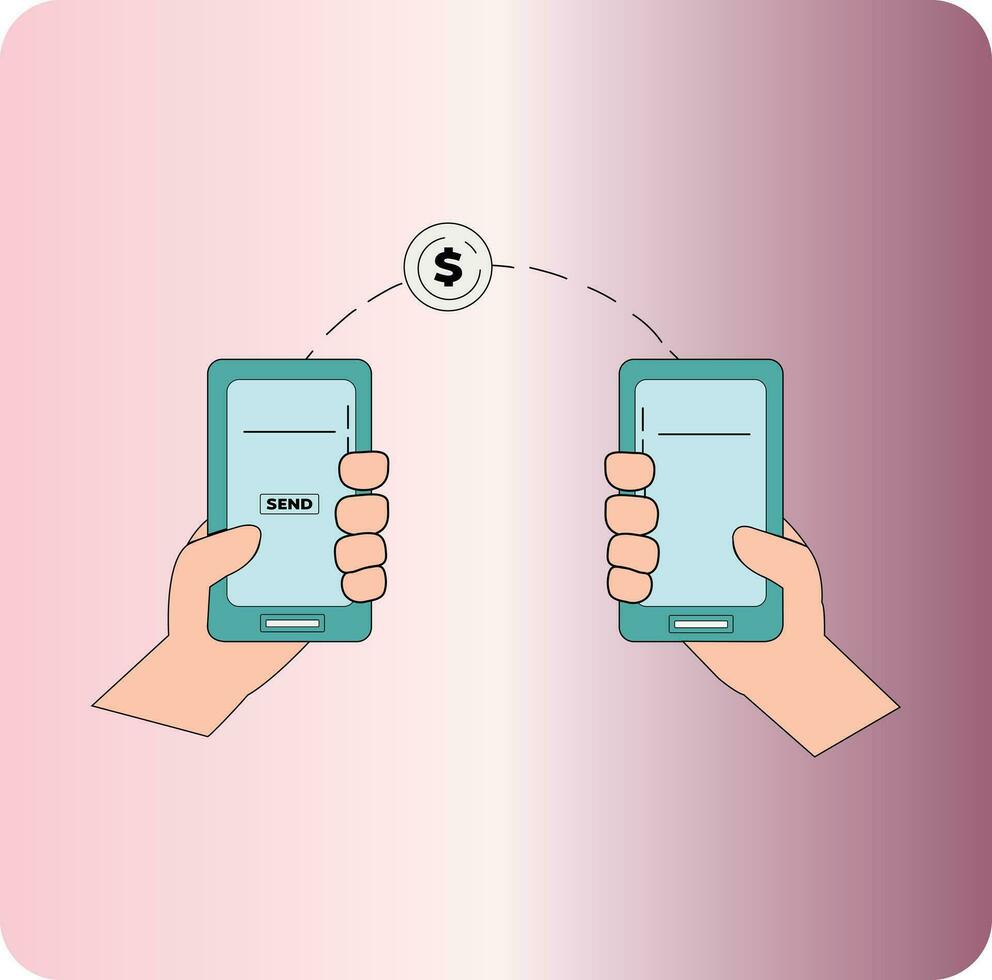 Money transfer, dollar tranjection, mobile banking illustration vector