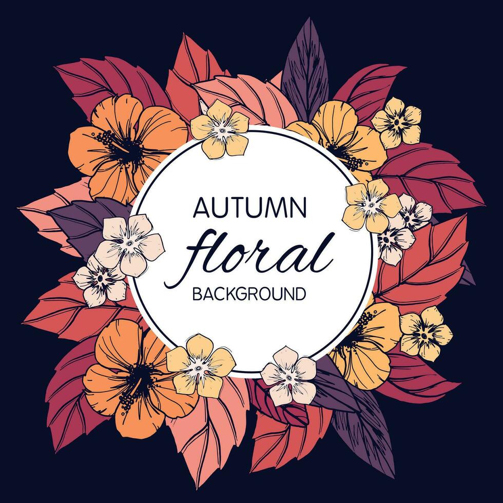 Autumn floral card, banner  or poster design vector