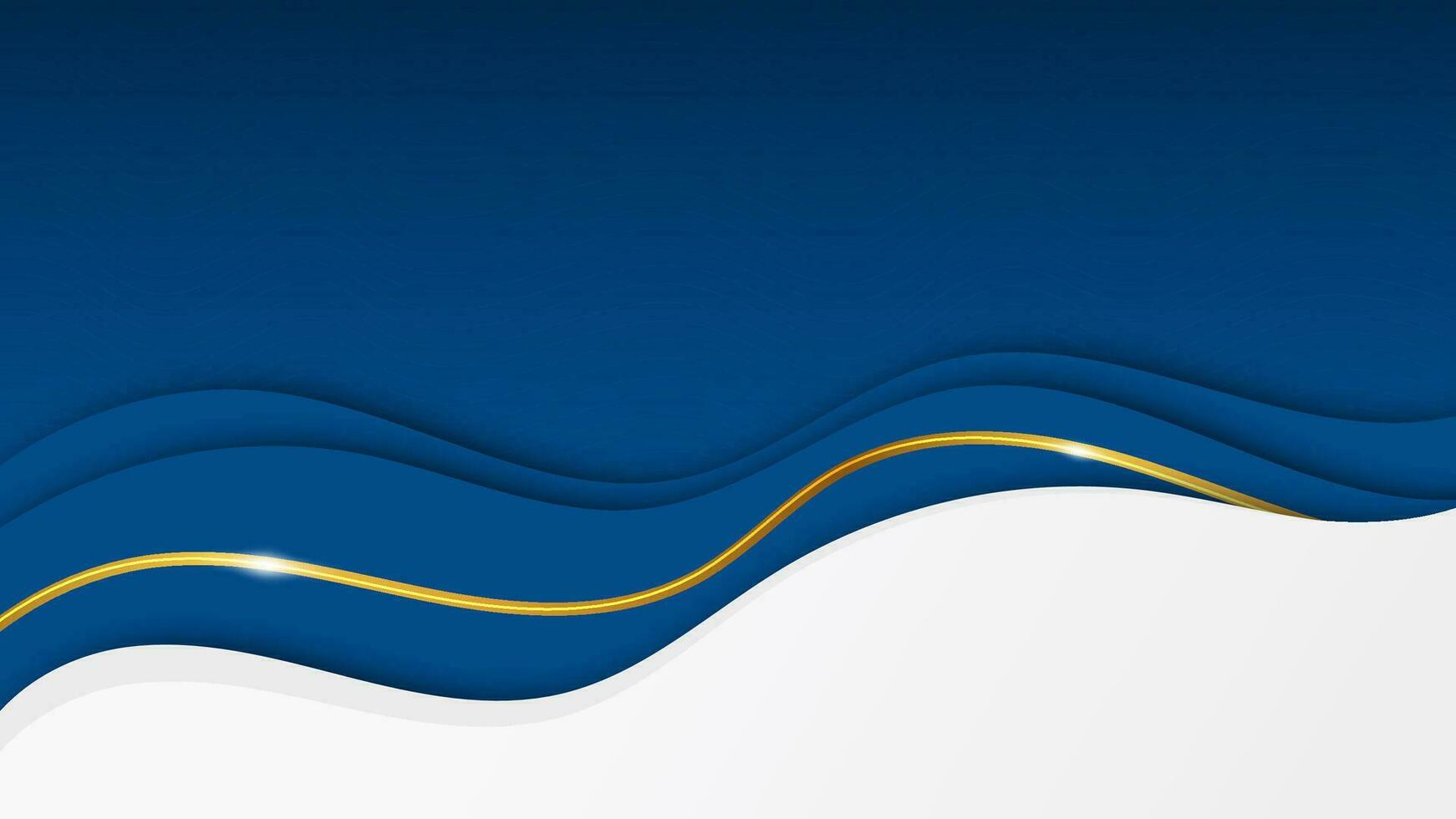 abstract blue wave with gold line and white space, minimal luxury elegant background, business backdrop creative vector