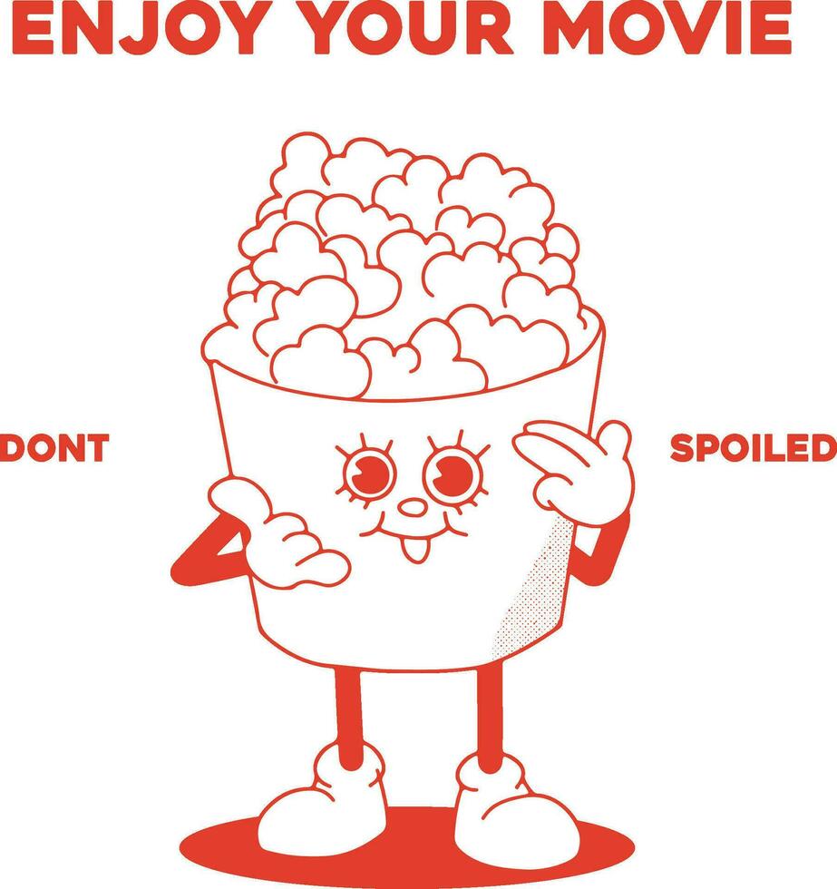 Retro Popcorn Trendy Retro Cartoon Vector