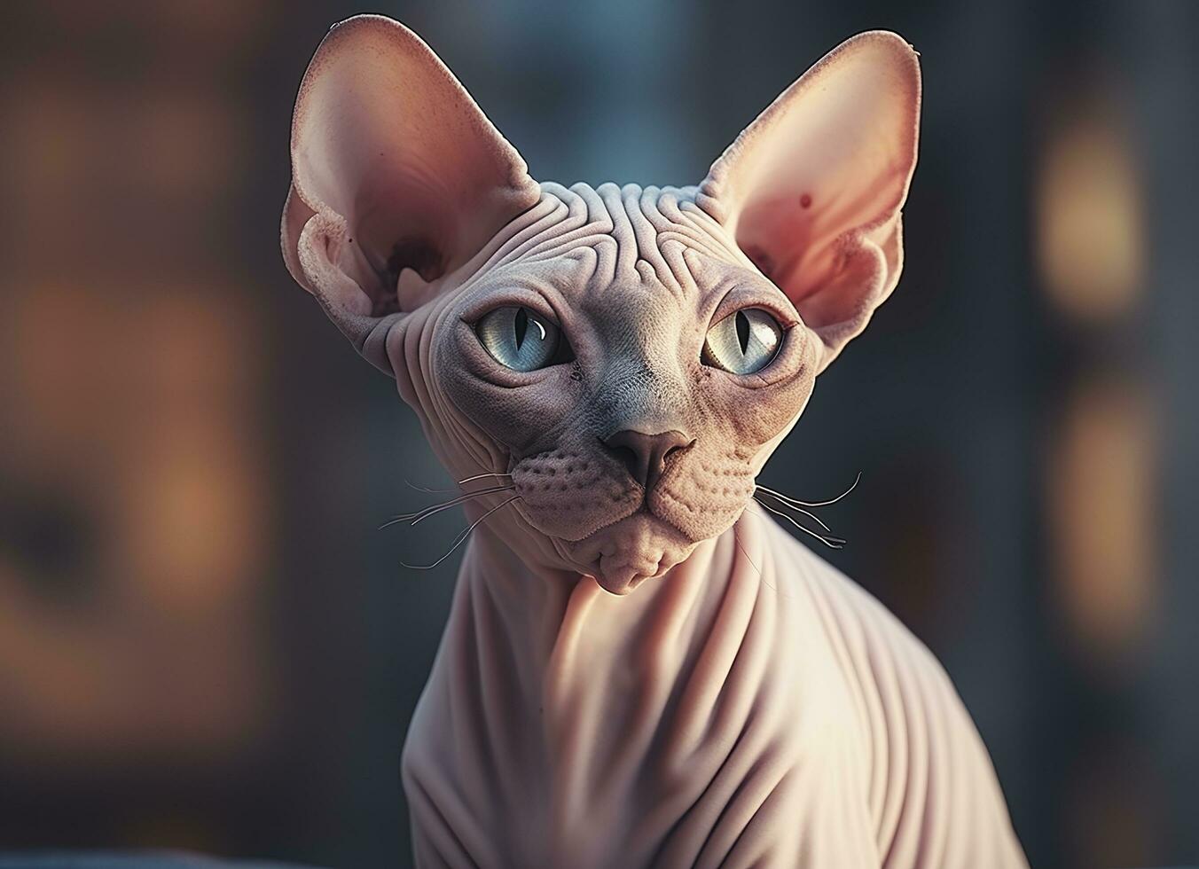 Beautiful photo Sphynx cat concept, contemporary natural and mood social background. Generative AI