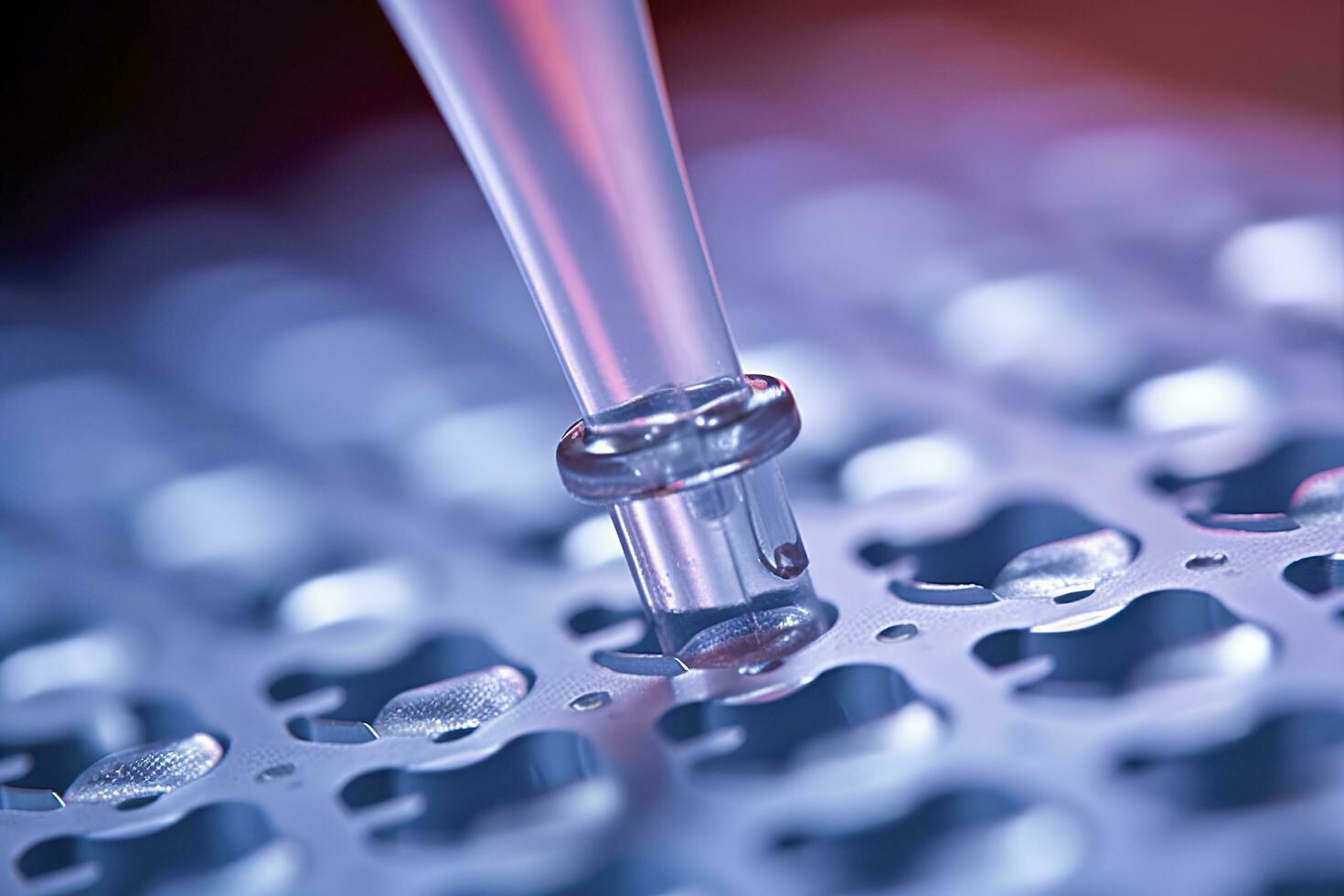 Macro shot of doctor tip and plastic plate for immunosorbent assay. AI Generated photo