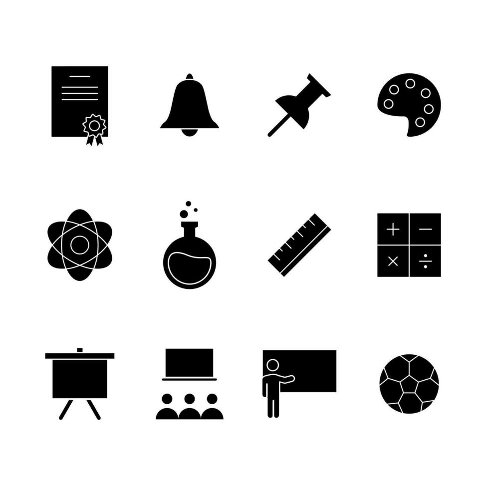 Set of School icon. Black Education icons pack. Vector illustrations