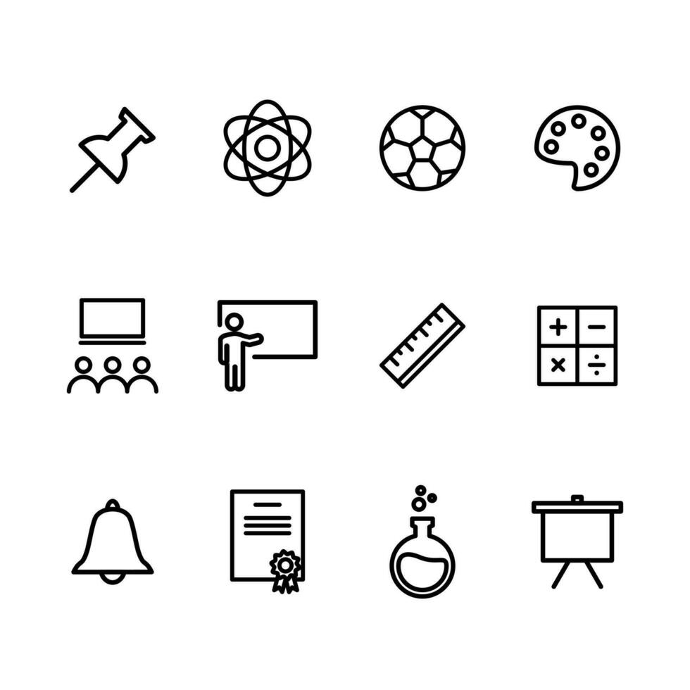 Set of School icon. Education icons pack. Line Style Vector illustrations