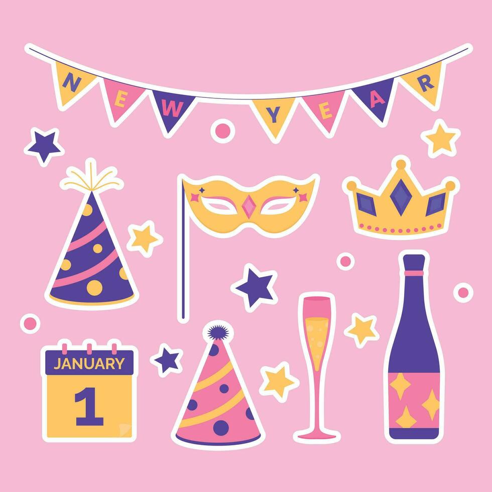New Year Celebration theme vector art. Decoration in simple art style