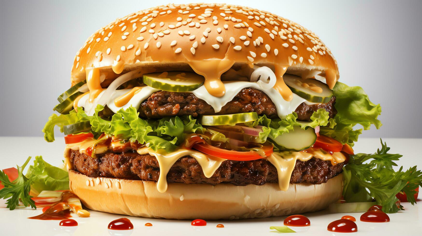 carne de vaca hamburguesa en negro y blanco antecedentes generar ai foto