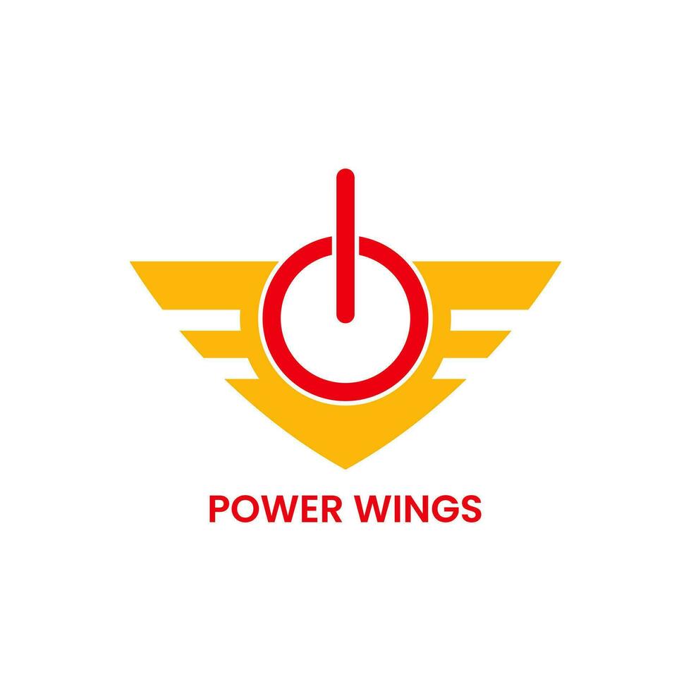 power wings logo concept. modern, minimal and simple style. yellow and red. used for emblems, logos, icons, symbols, signs or prints vector