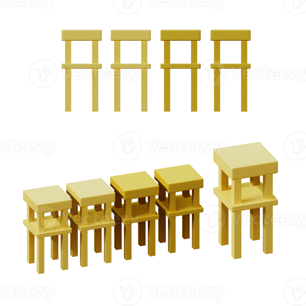 3D rendering of tall wooden chair png