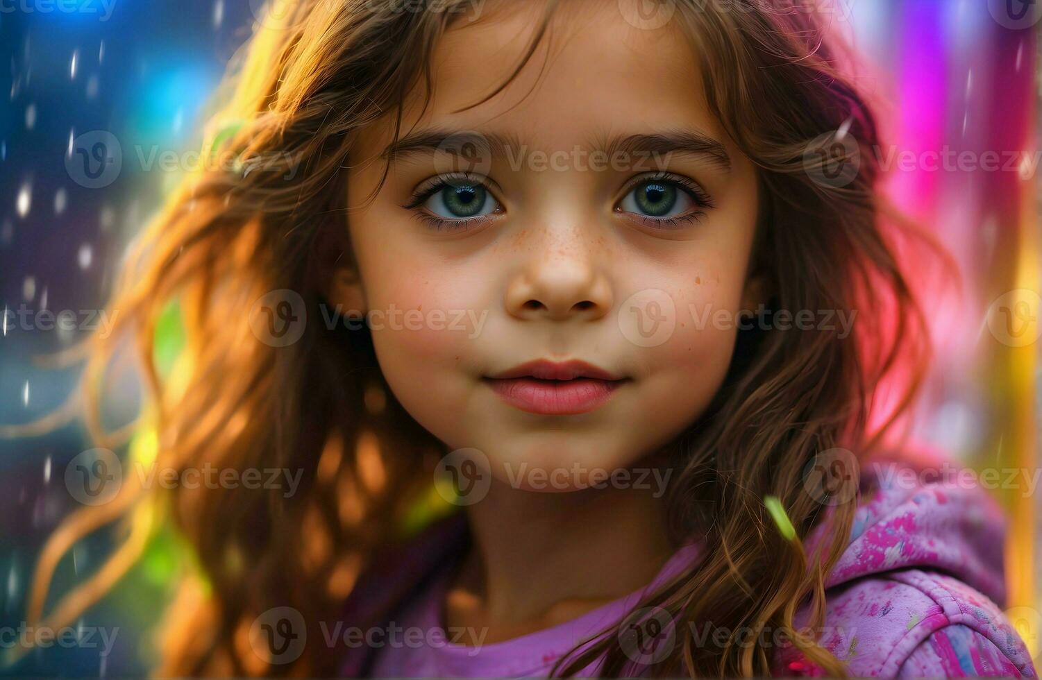 Ai generative Portrait of adorable little baby isolated on colorful background, people banner with copy space text photo