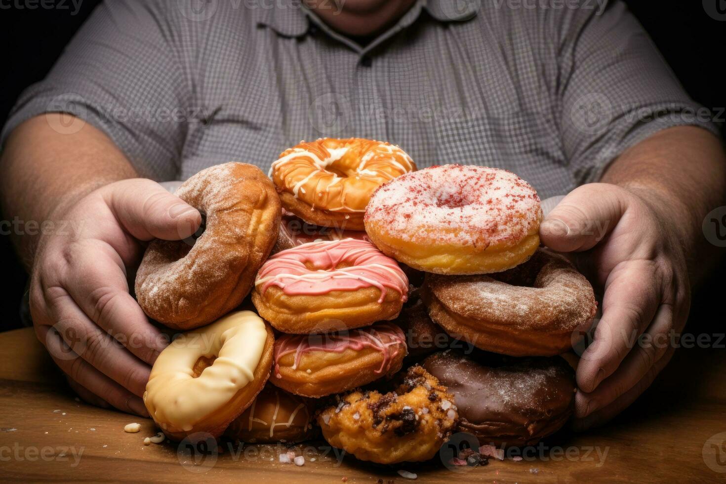 donuts in hands obesity from sweets generative ai photo