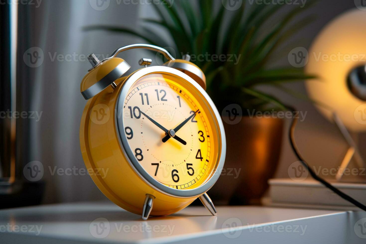 table clock, morning alarm clock generative ai photo