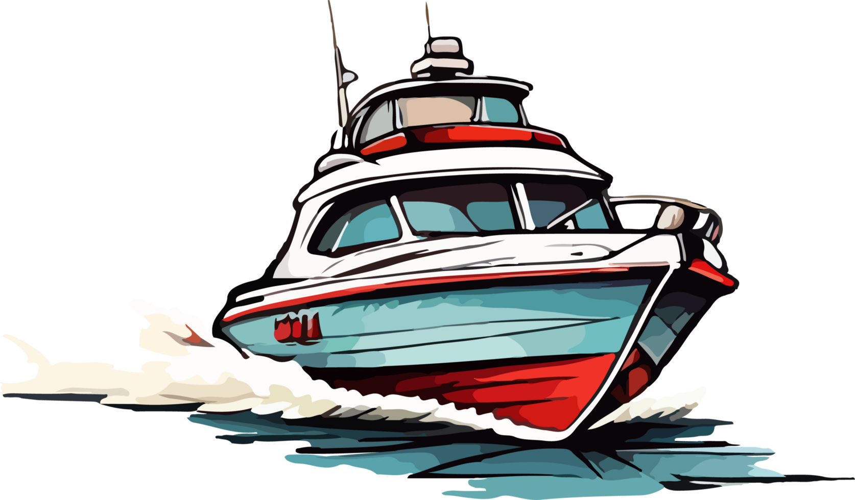 Motorboat Cartoon Logo AI Generative png