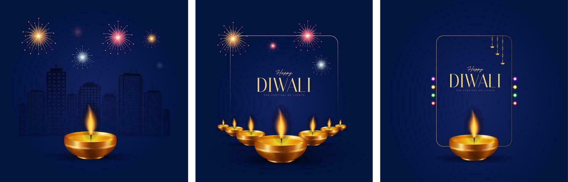 Happy Diwali Social Media Post for Advertisement, Status Wishes, Banner, Greeting Card vector