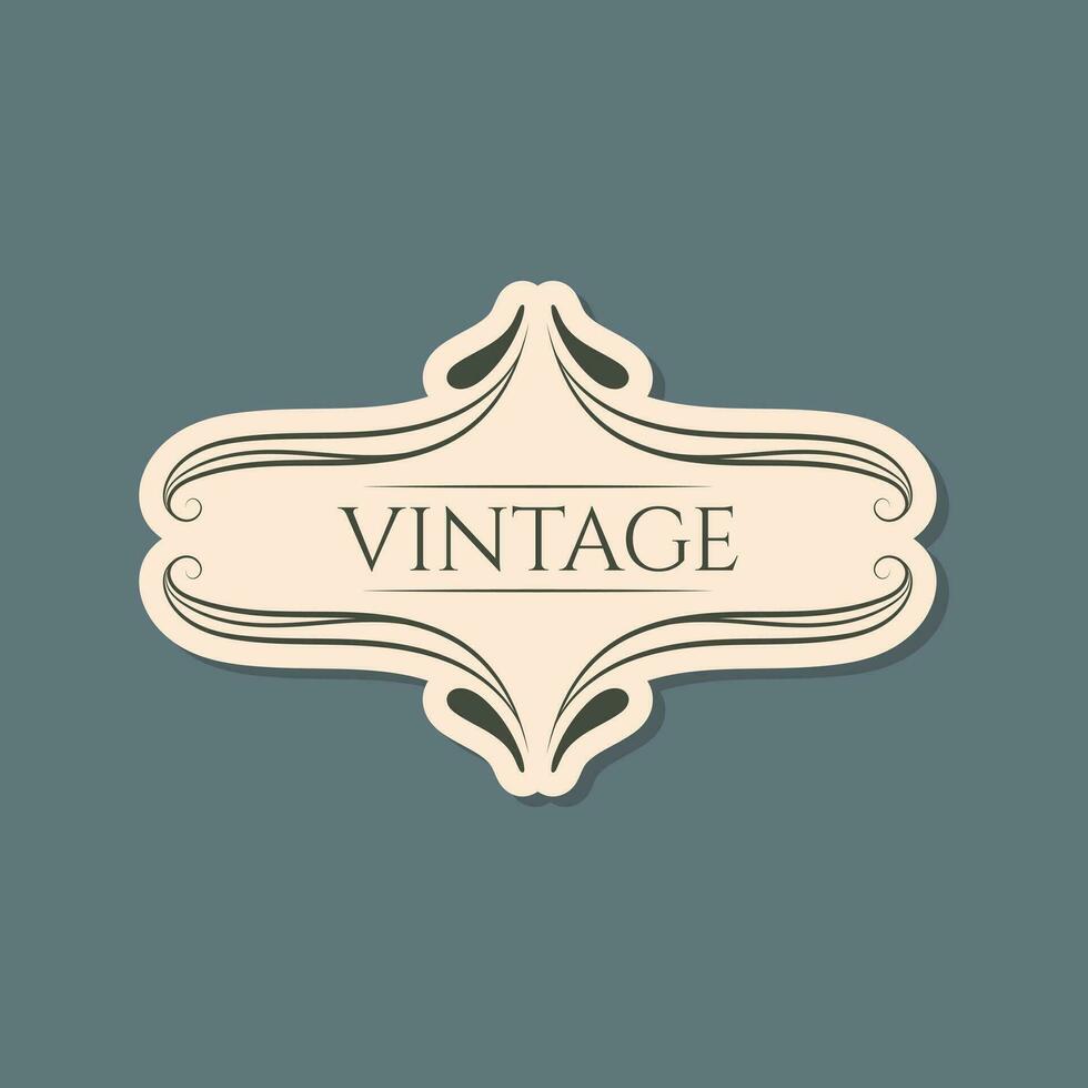 Vector isolated vintage label design with frame, text and lace old ornaments.