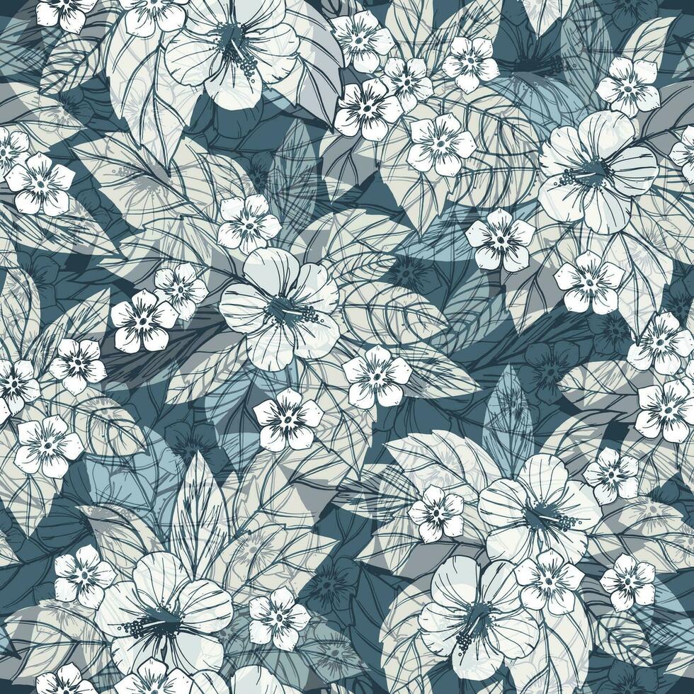 seamless floral pattern with flowers and leaves vector