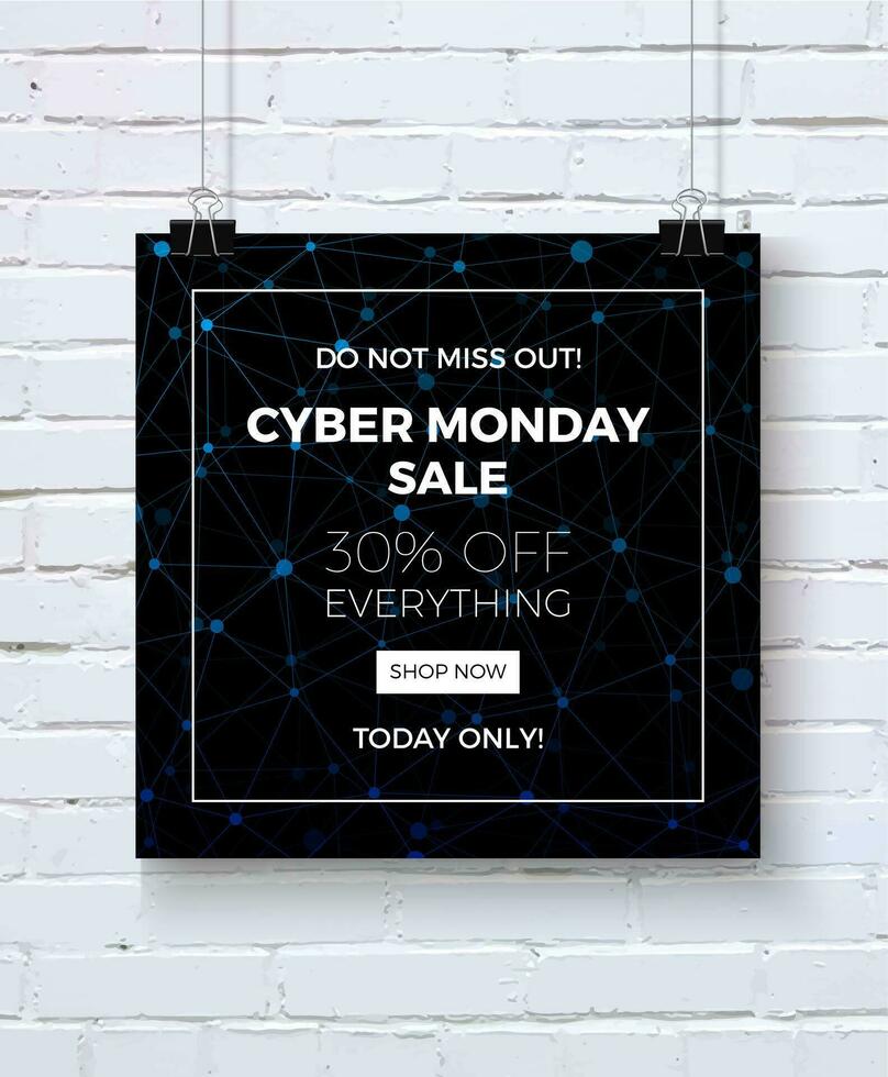 cyber monday sale poster mockup vector