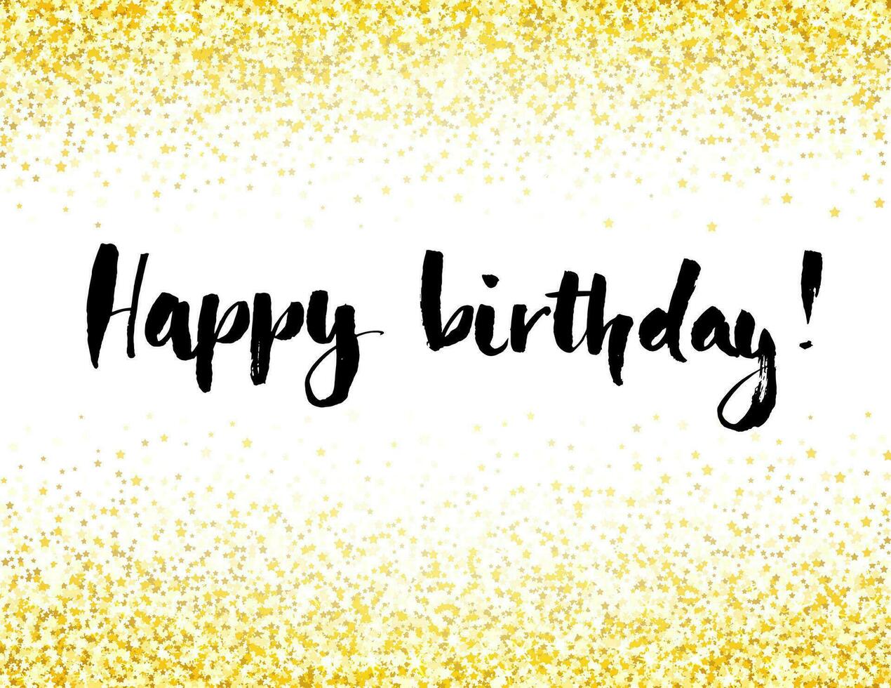 happy birthday card with gold glitter background vector