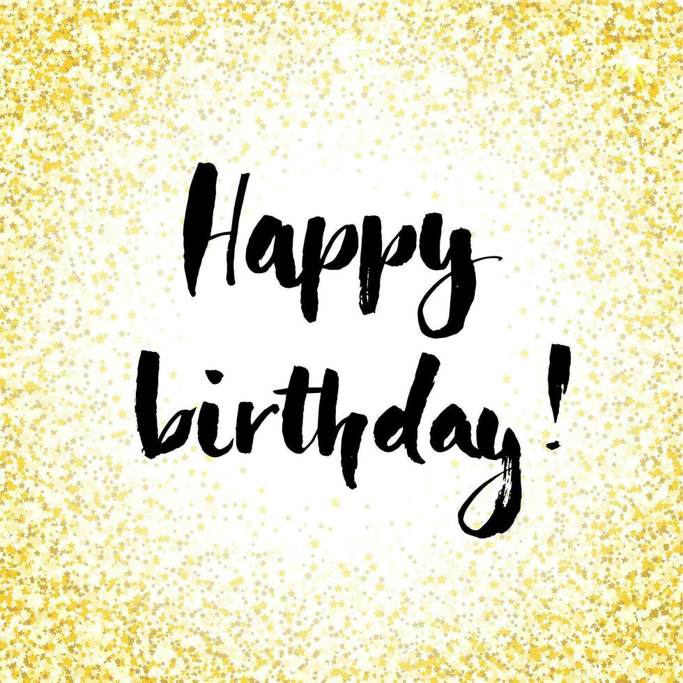 happy birthday card with gold glitter background vector