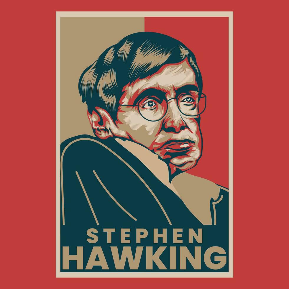 Stephen Hawking Retro Poster Vector Illustration