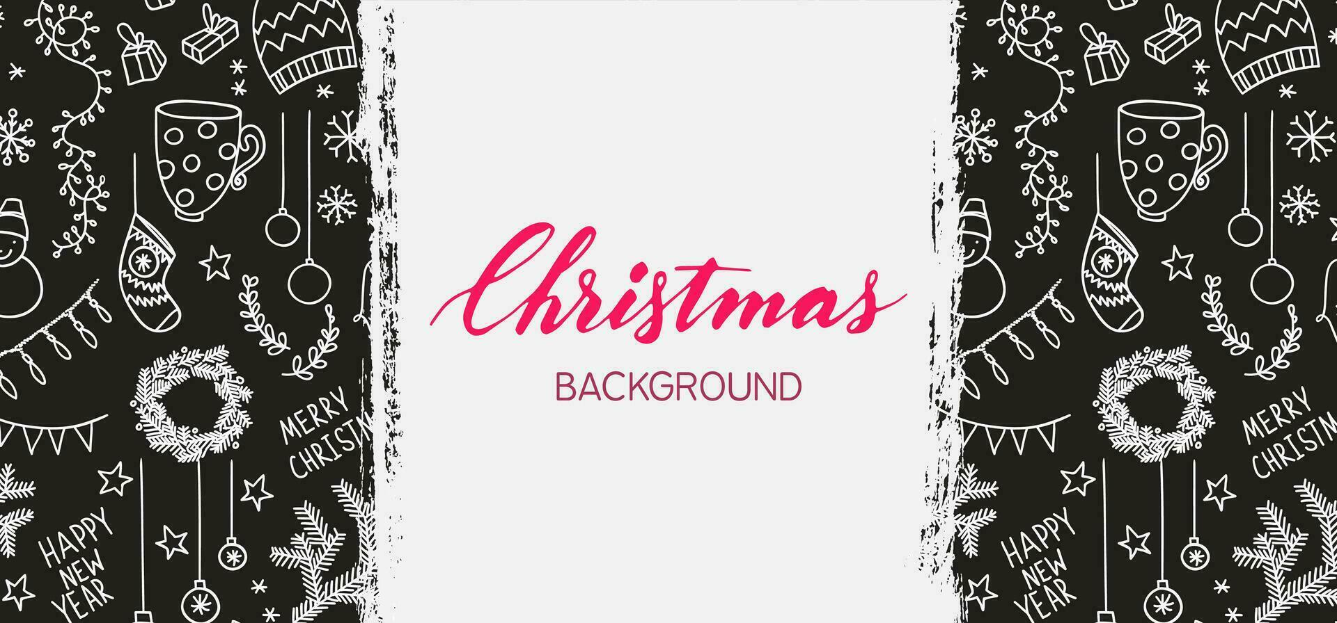 christmas background with hand drawn icons vector