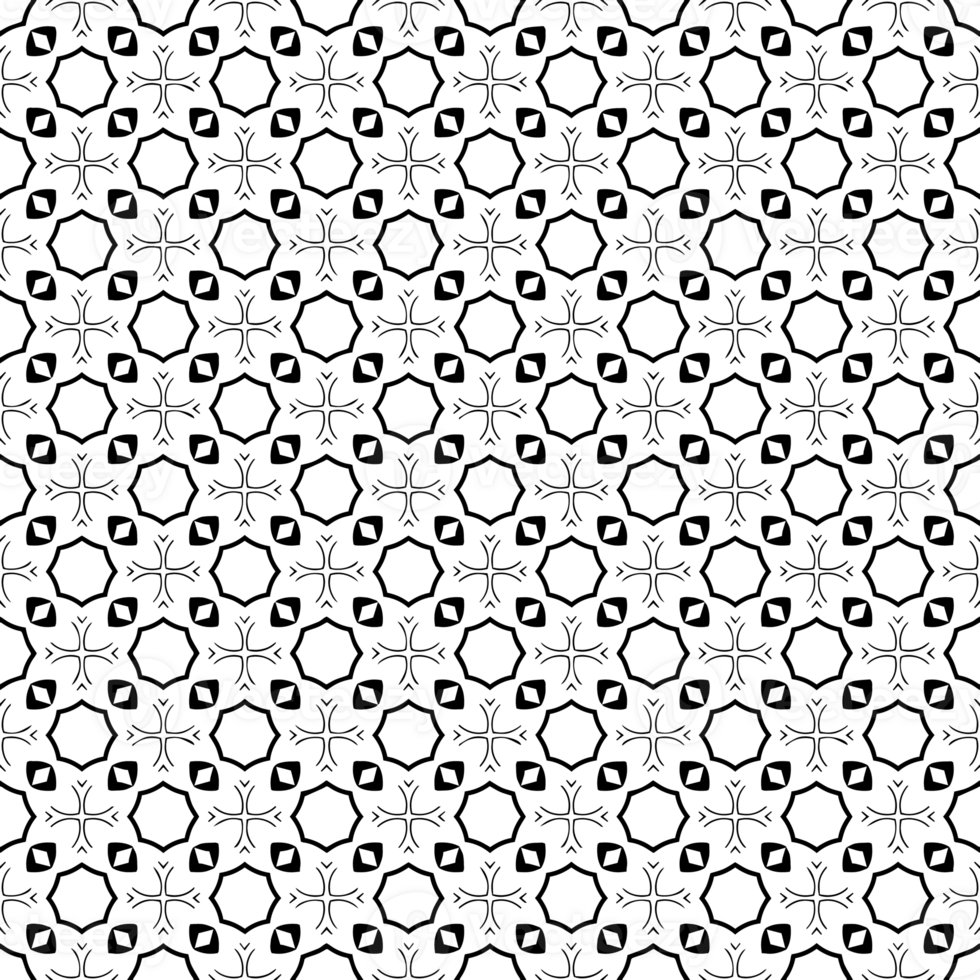 Black seamless abstract pattern. Overlay for background and backdrop. Ornamental design. PNG graphic illustration with transparent background.